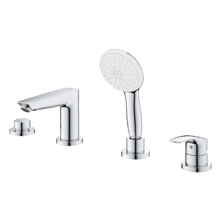 Grohe Eurosmart 4-Hole Single Handle Deck Mount Roman Tub Faucet With 1.5 Gpm 5.7 L/Min Hand Shower 25277003
